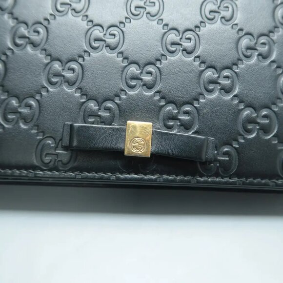 100% Authentic GUCCI Black Wallet on Chain Leather Shoulder Bag 615-11624 - Picture 8 of 12